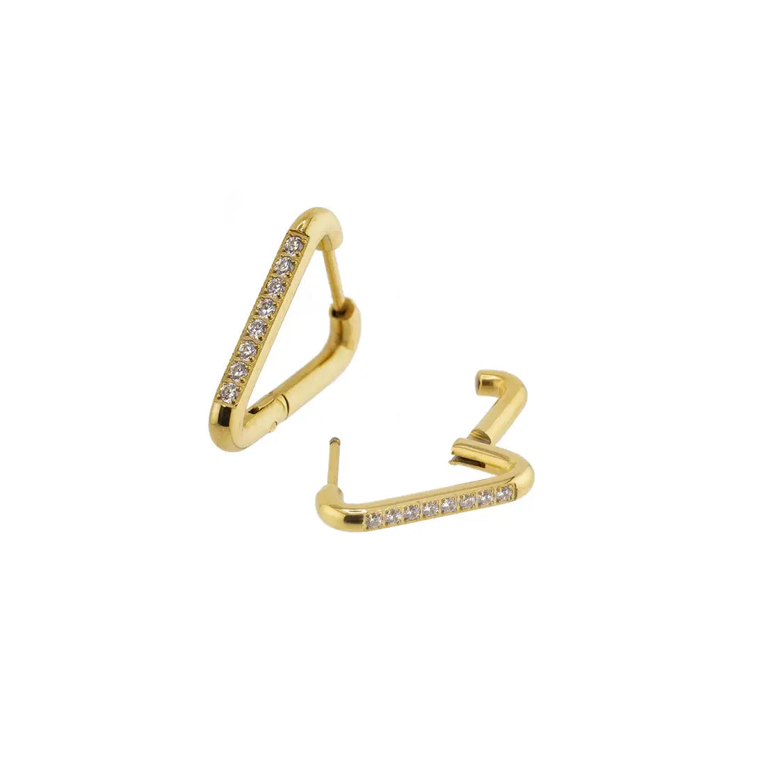 E-102 Triangle Hoops with Diamonds