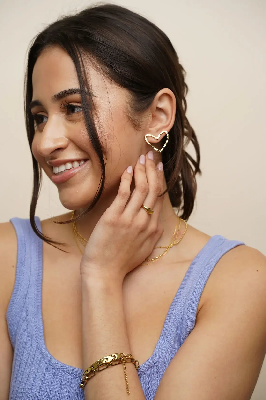 E-103 Hammered Hearts Studs