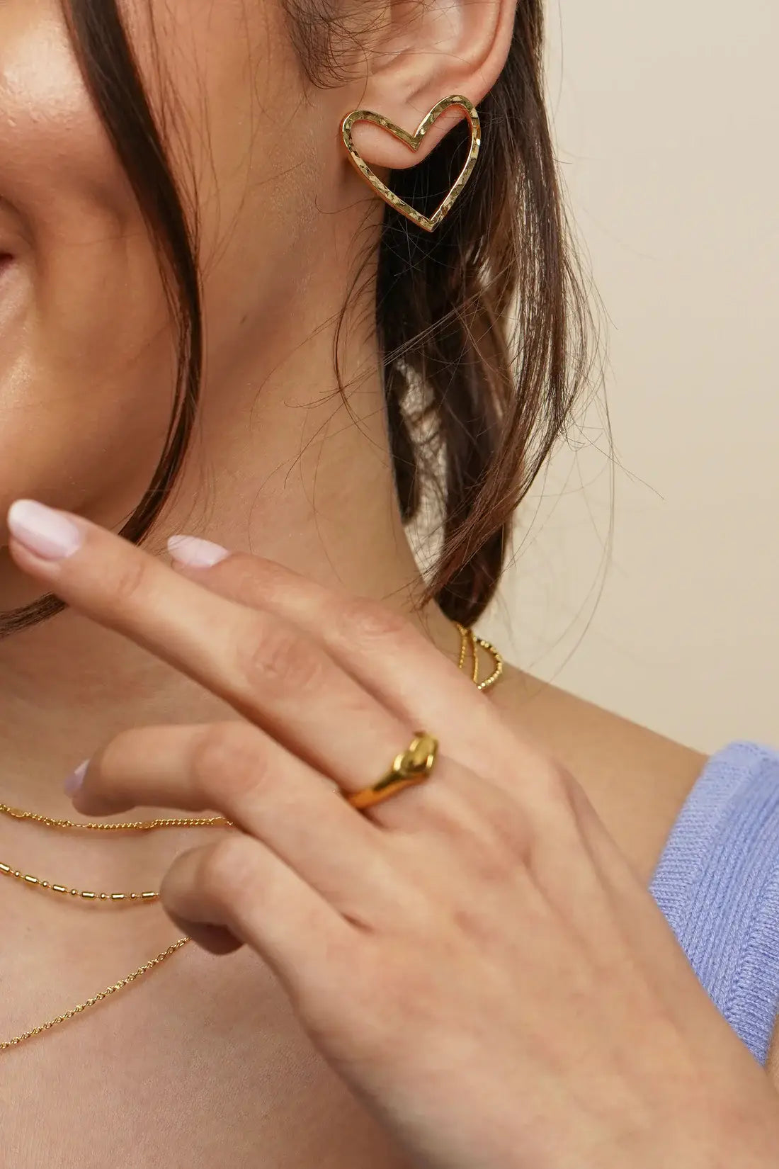 E-103 Hammered Hearts Studs