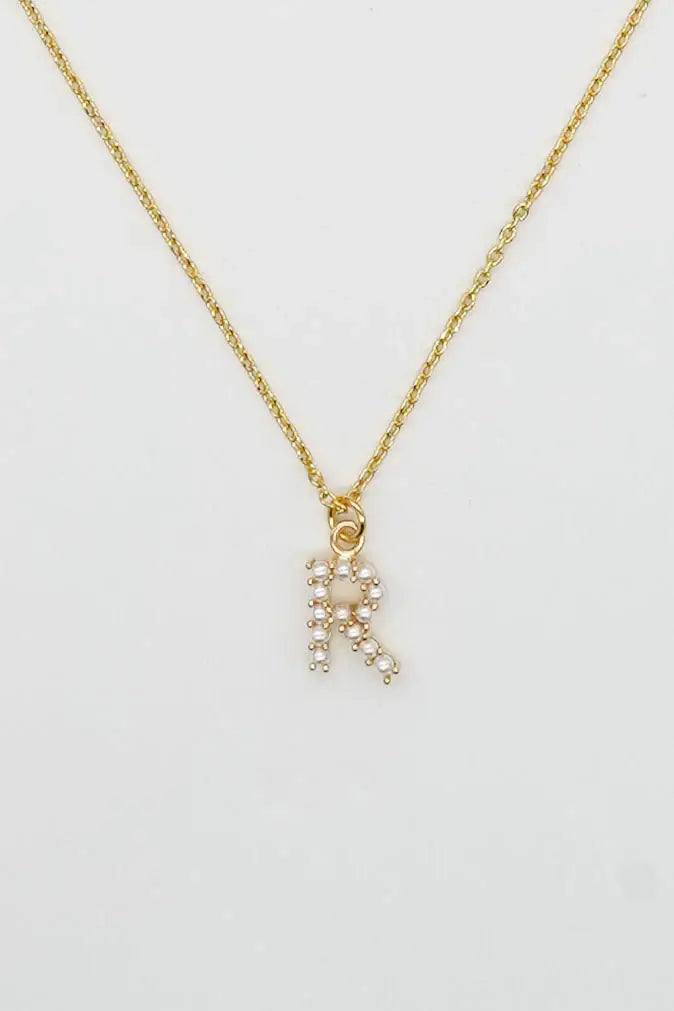 Dainty Love Pearl Initial Necklace