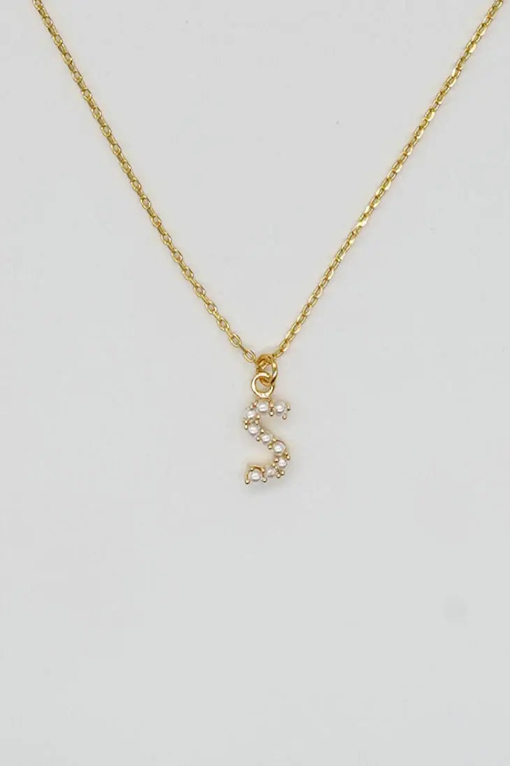 Dainty Love Pearl Initial Necklace