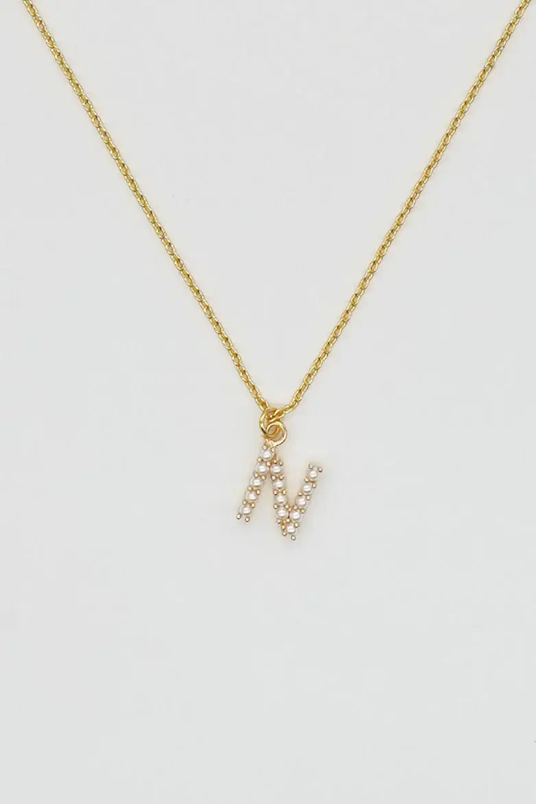 Dainty Love Pearl Initial Necklace