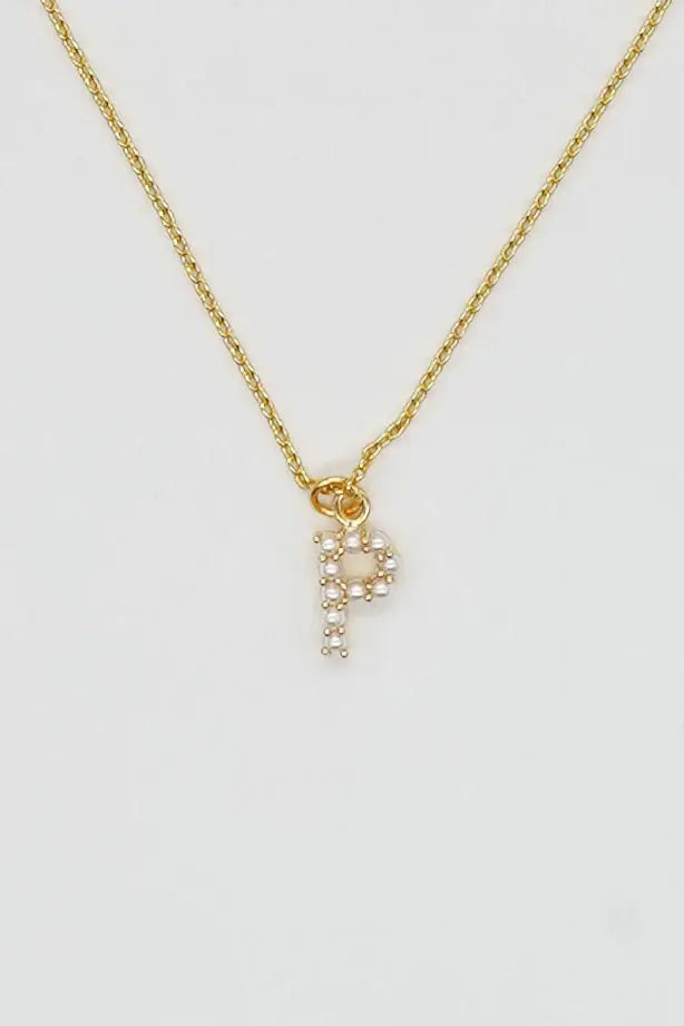 Dainty Love Pearl Initial Necklace