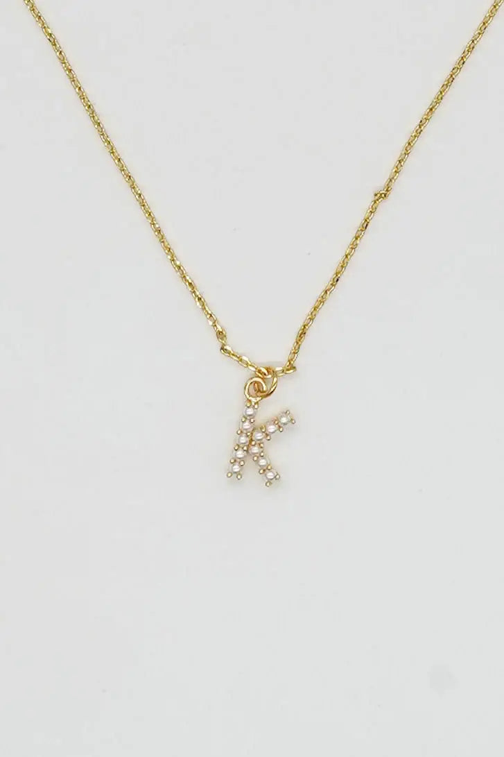 Dainty Love Pearl Initial Necklace