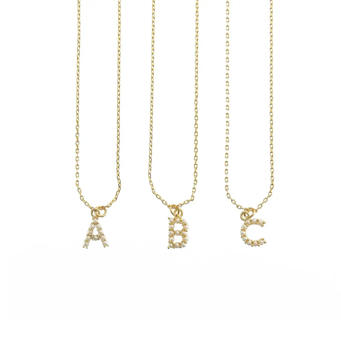 Dainty Love Pearl Initial Necklace