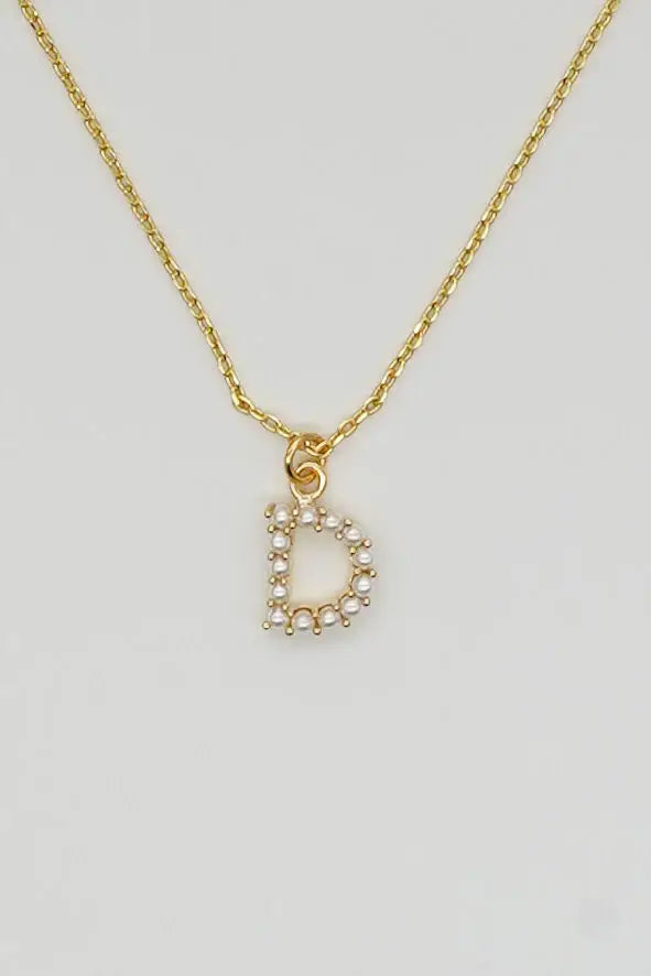 Dainty Love Pearl Initial Necklace