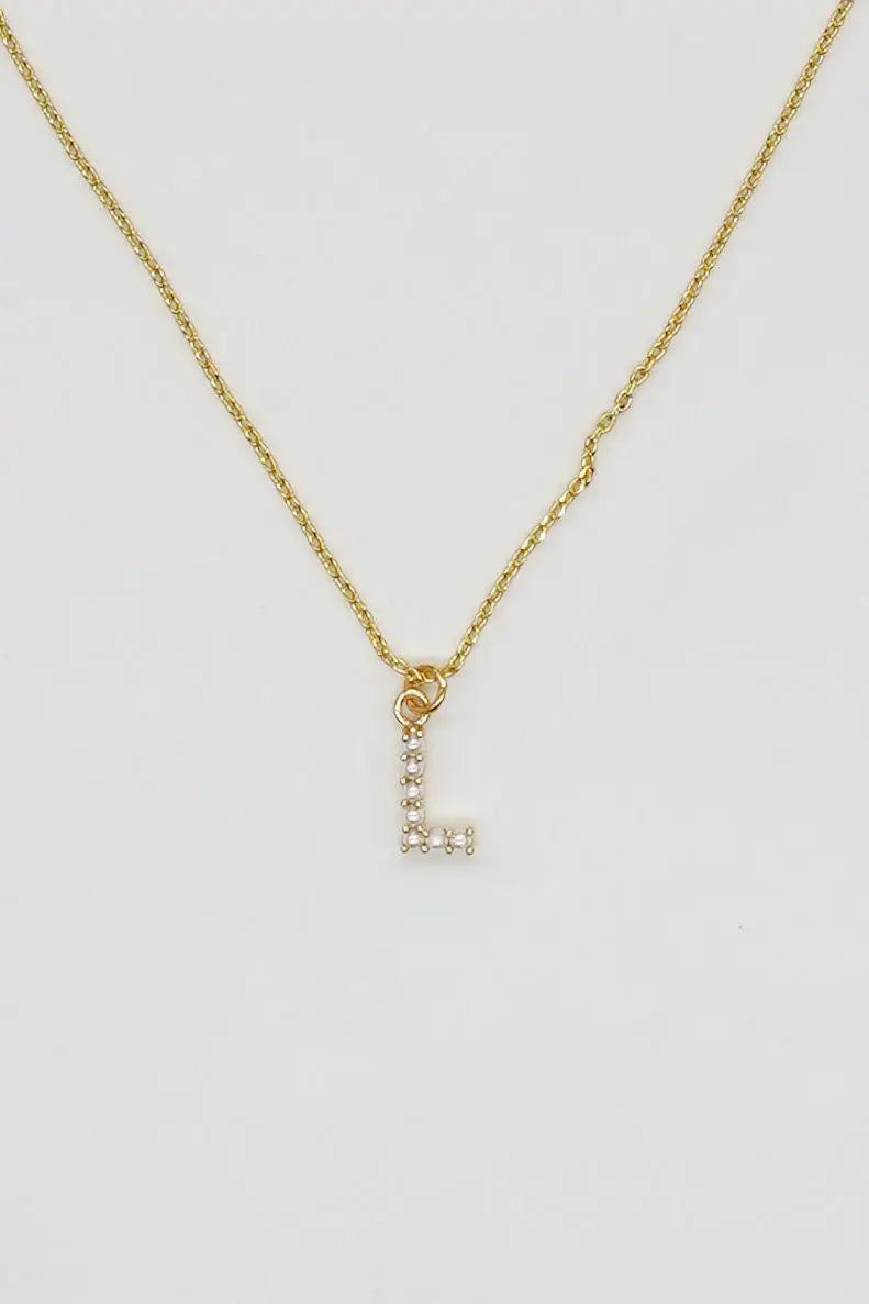 Dainty Love Pearl Initial Necklace